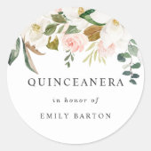 美しいバラ色と白の花のキンセアニエラ ステッカー (正面)