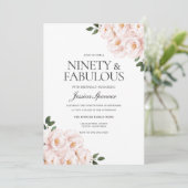 美しいバラ色のエレガントな90歳の誕生日 招待状 (スタンド正面)