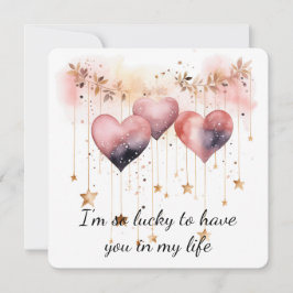 美しいバラ色の水彩ハート シーズンカード