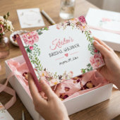美しいバラ色の花のウェディングシャワーの装飾 ゲストブック