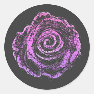 美しいバラ花びら輪郭ラインアート ラウンドシール