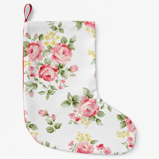 美しいバラ花柄、小さなフローラbouqu スモールクリスマスストッキング (正面)