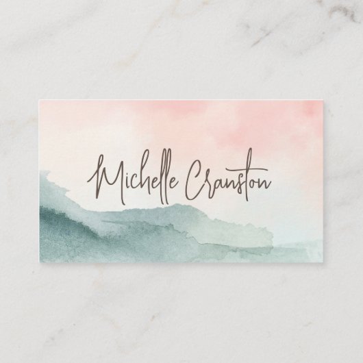 美しいバラ赤面と緑の水色 名刺 (裏面)