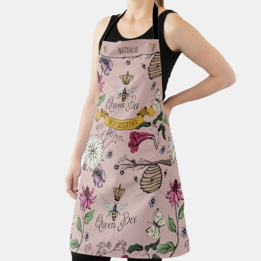 美しいバラ金ゴールドとブラッククイーンビー&リーフ エプロン (インサイチュ)