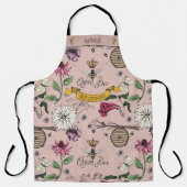 美しいバラ金ゴールドとブラッククイーンビー&リーフ エプロン (正面)