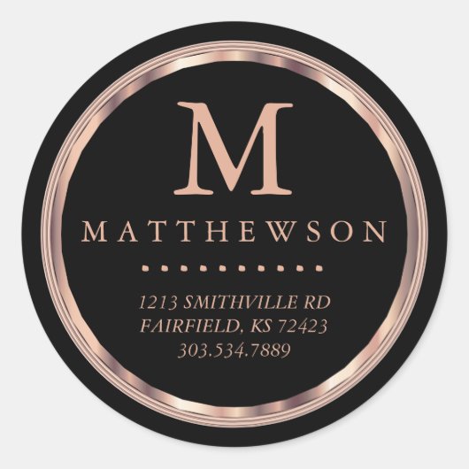 美しいバラ金ゴールドと黒ラベル ラウンドシール (正面)