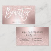 美しいバラ金ゴールドグラデーショングリッター金属箔 名刺 (正面/裏面)