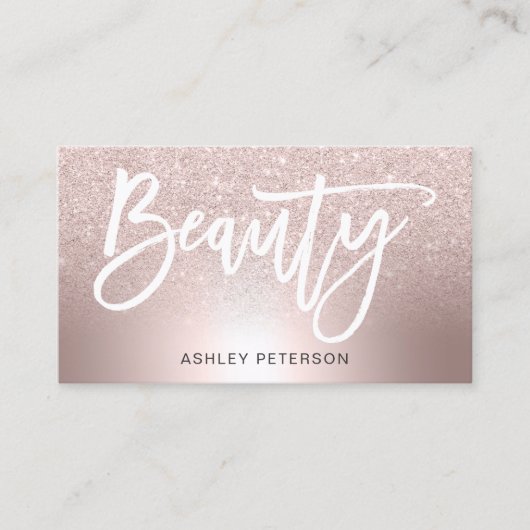 美しいバラ金ゴールドグラデーショングリッター金属箔 名刺 (正面)