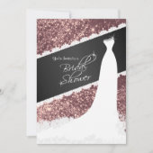 美しいバラ金ゴールドグリッターブライダルシャワー 招待状 (正面)