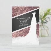 美しいバラ金ゴールドグリッターブライダルシャワー 招待状 (スタンド正面)