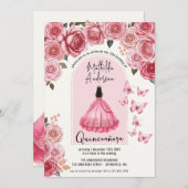 美しいバラ金ゴールドフローラプリンセスキンセアニェラ 招待状 (正面/裏面)