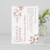 美しいバラ金ゴールドフローララインアートカップルのシャワー 箔招待状 (立ち正面)