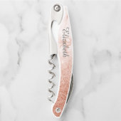 美しいバラ金ゴールドマーブルモノグラムグリッター ソムリエナイフ (正面)