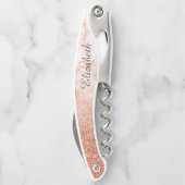 美しいバラ金ゴールドマーブルモノグラムグリッター ソムリエナイフ (裏面)