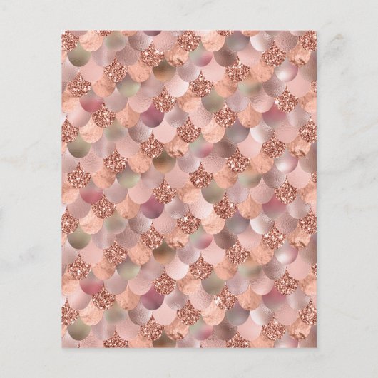 美しいバラ金ゴールドマーメイドベビーシャワー招待状 (裏面)