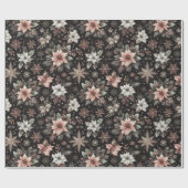 美しいバラ金ゴールド雪とポインセチア ラッピングペーパー (フラット)