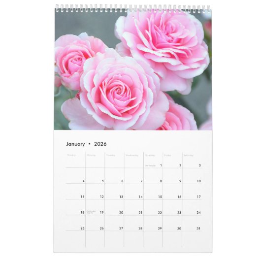 美しいバラ カレンダー (1月 2026)
