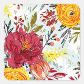 美しいバラ スクエアシール (正面)