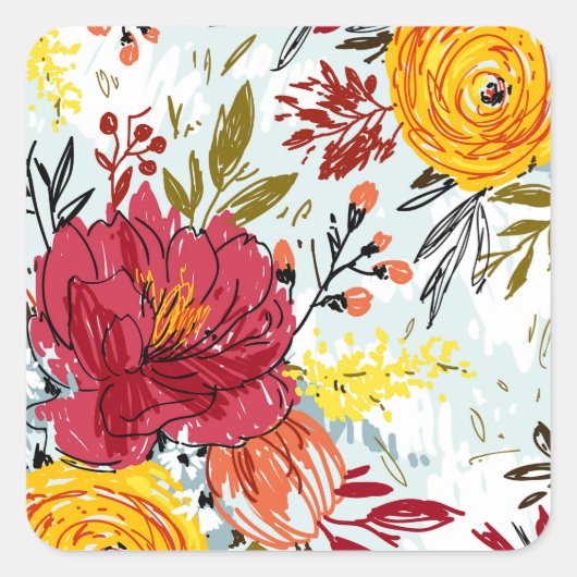 美しいバラ スクエアシール (正面)