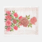 美しいバラ フリースブランケット (正面(横))