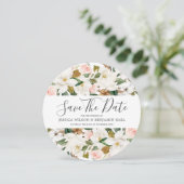 美しいバラ＆ホワイトの水彩花のウェディング セーブザデート (スタンド正面)