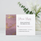 美しいバラ&金ゴールド大理石RSVP返信 (スタンド正面)