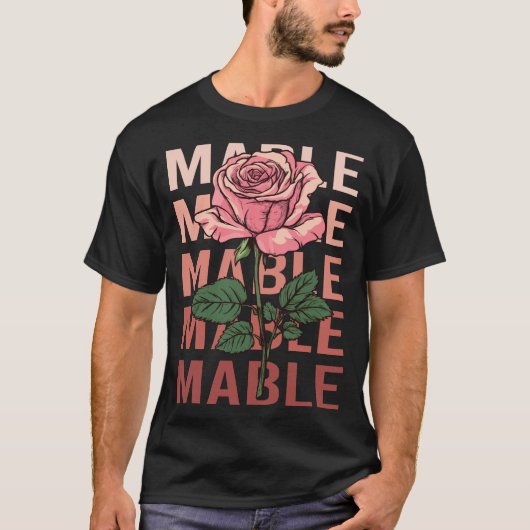 美しいバラ-Mable Name Tシャツ (正面)