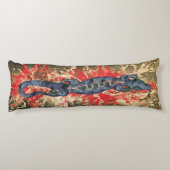 美しいバリのトカゲのデザイン 赤と青 + あなたのアイデア ボディピロー (裏面)