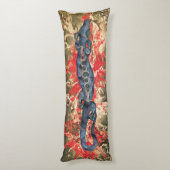 美しいバリのトカゲのデザイン 赤と青 + あなたのアイデア ボディピロー (裏面 (縦))