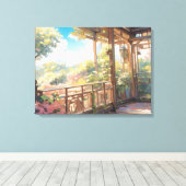 美しいバルコニーシーナリービューア絵を描ート キャンバスプリント (インサイチュ (ウッドフロア))