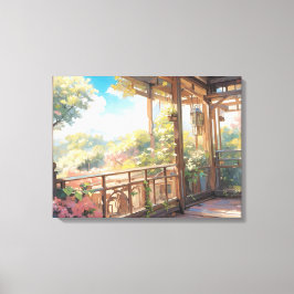 美しいバルコニーシーナリービューア絵を描ート キャンバスプリント