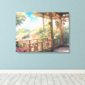美しいバルコニーシーナリービューア絵を描ート キャンバスプリント (インサイチュ (ウッドフロア))