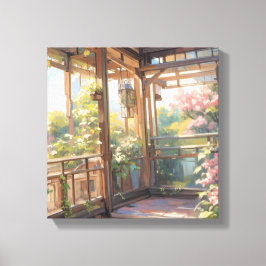 美しいバルコニーシーナリービューア絵を描ート キャンバスプリント