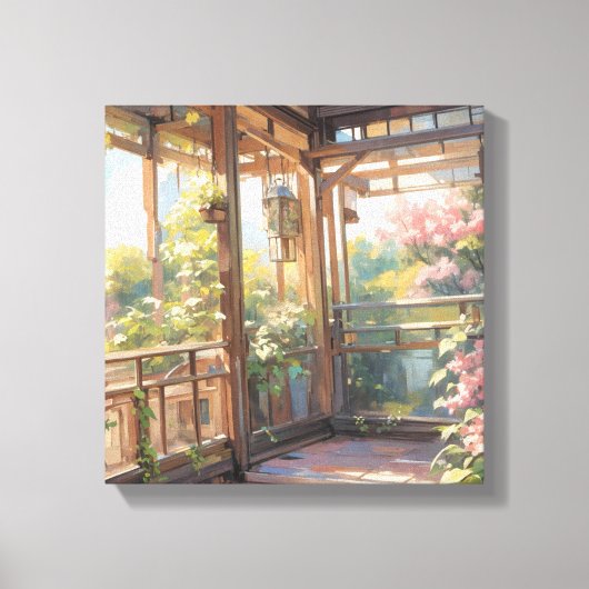 美しいバルコニーシーナリービューア絵を描ート キャンバスプリント (正面)