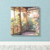 美しいバルコニーシーナリービューア絵を描ート キャンバスプリント (インサイチュ (ウッドフロア))