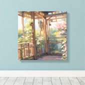 美しいバルコニーシーナリービューア絵を描ート キャンバスプリント (インサイチュ (ウッドフロア))