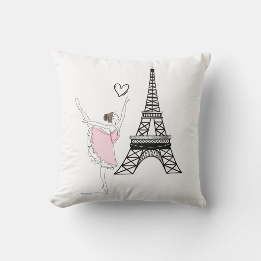 美しいバレリーナとエッフェルタワーダンスバレエ クッション (正面)