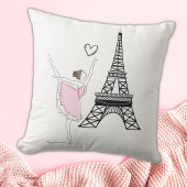美しいバレリーナとエッフェルタワーダンスバレエ クッション