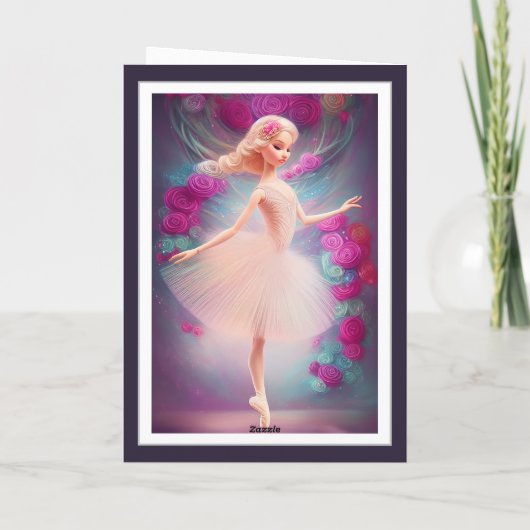 美しいバレリーナとバラフローラバレエダンス カード (裏面)