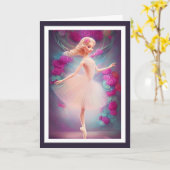 美しいバレリーナとバラフローラバレエダンス カード (黄色い花)