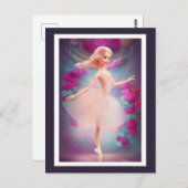 美しいバレリーナとバラフローラバレエダンス ポストカード (正面/裏面)