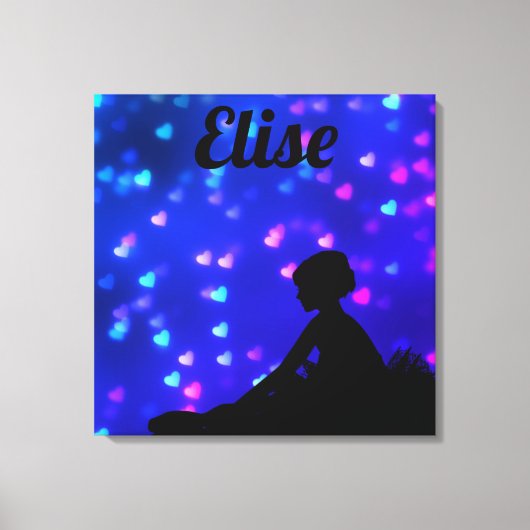 美しいバレリーナとフローティングハート キャンバスプリント (正面)