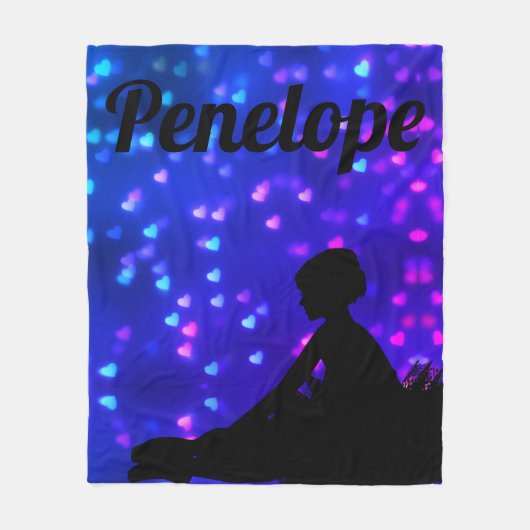 美しいバレリーナとフローティングハート フリースブランケット (正面)