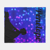 美しいバレリーナとフローティングハート フリースブランケット (正面(横))