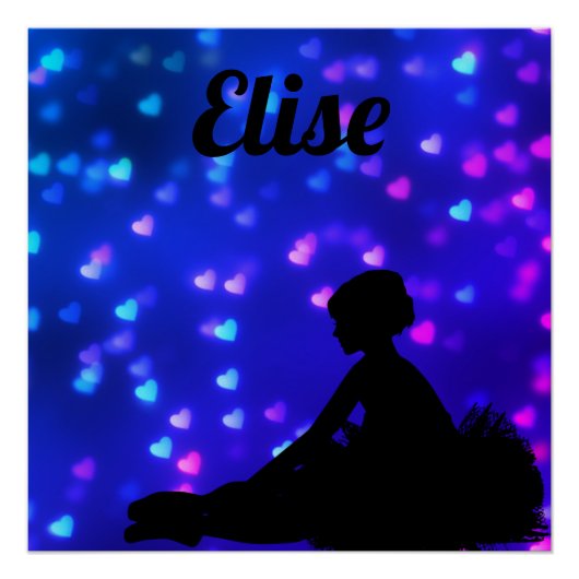 美しいバレリーナとフローティングハート ポスター (正面)