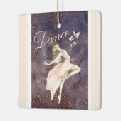 美しいバレリーナと蝶ピンクのクリスマス セラミックオーナメント (左)