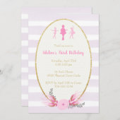 美しいバレリーナの誕生日のパーティの招待状 招待状 (正面/裏面)