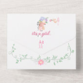 美しいバレリーナ女の子の赤ちゃんシャワーが入る オールインワン招待状 (裏面)