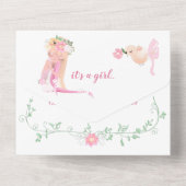 美しいバレリーナ女の子ベビーシャワー オールインワン招待状 (裏面)