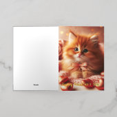 美しいバレンタインのキッテンのはがき 箔グリーティングカード (外側レイダウン)